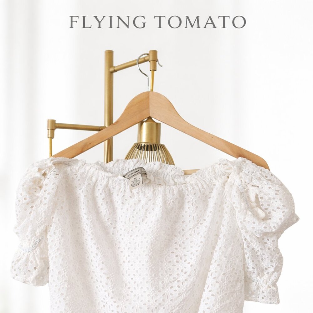 Flying Tomato White Eyelet Off Shoulder Blouse • Size Medium